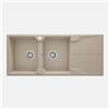 Lavello 2 vasche gocciolatoio Idrostile Florida sifone 500x224 mm sabbia