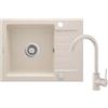 Lavello 1 vasca con gocciolatoio Idrostile Martí con rubinetto 440x164 mm Beige