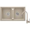 Lavello con rubinetto 2 vasche Idrostile Martí 435x180 mm sabbia