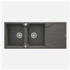 Lavello 2 vasche gocciolatoio Idrostile Florida sifone 500x224 mm Antracite Met