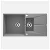 Lavello 1 vasca e mezza gocciolatoio Idrostile Bayamo 500x215 mm grigio met