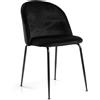 Sedia imbottita Sammi in velluto nero con struttura nera 50x57h78,5 cm