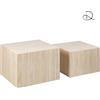 - Set 2 tavolini da salotto legno Motrik effetto travertino beige quadro h40 cm