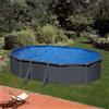 Piscina fuori terra ovale in acciaio antracite Gre 610x375 H 132 cm