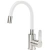 - Miscelatore lavabo Alacranes bocca elastica acciaio spazzolato -bianco