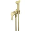 Miscelatore bidet Rodas a incasso a parete con doccetta oro spazzolato