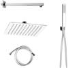 METAFORM Kit doccia Starter soffione braccio doccetta quadrato 20x20 cm acciaio inox