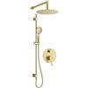 Set doccia incasso con asta e soffione Idrostile oro spazzolato