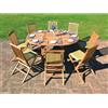 Tavolo allungabile da giardino tondo in teak 120/170x120 cm