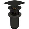 Piletta universale quadrata Click-Clack per lavabo e bidet in metallo nero