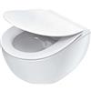 WC sospeso con sedile senza bordo bianco