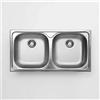 Lavello 2 vasche Idrostile Jobabo 435x150 mm satinato