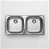 Lavello 2 vasche Idrostile Jobabo 435x150 mm acciaio inox