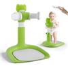 Mechprip Supporto Doccia Bambini in Piedi, Supporto per Doccia Bambini Regolabile con Sedile e Base Antiscivol, Supporti per Vasca da Bagno per Bambini, Supporti Doccia Bambini dai 6 ai 36 Mesi (Rana)