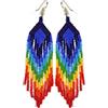 Weavish Orecchini pendenti lunghi con perline - Boho Nativi fatti a mano con perline e nappe, orecchini bohémien grandi con perline pendenti da donna, Free size, c/z perline di vetro 11/0, c/z perline