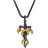 BYFDIY Collana con spada di drago, ciondolo a forma di drago, da uomo, in rame, punk con ala di drago, spada argentata e ciondolo a croce con drago nero, collana con pietra portafortuna per ragazzi
