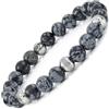 10:10 Bracciale uomo donna elastico con pietre dure naturali diametro 8 mm alternato da sfere in acciaio inox diamantate. Braccialetto elastico con pietre dure molto resistente. Made In Italy