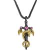 BYFDIY Collana con spada di drago, ciondolo a forma di drago, da uomo, in rame, punk con ala di drago, spada argentata e ciondolo a croce con drago nero, collana con pietra portafortuna per ragazzi
