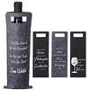 Cepewa Set di 4 borse per bottiglie di vino in feltro con scritte in 4 motivi, ca. 41 x 14,5 cm, grigio/nero