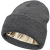 Generic Berretto Unisex Antistatico con Fodera Interna in Seta di Raso Caldo per Sci Invernale Uomo Donna Cappello Stiloso a Maglia(Black)