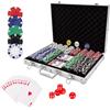 PLAYWUS Valigetta Da Poker 500 Chip Laser 2 Mazzi 3 Bottoni Set Professionale Deluxe