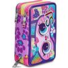 SJ GANG STYLE JAM GANG Astuccio Scuola 3 Zip, Organizzato Completo con Pennarelli Matite, Per bambine, Scuola e Tempo Libero