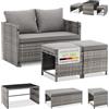 Juskys 2in1 Set di mobili da giardino relax in polyrattan Jamaika - Tavolo, divano da giardino - Salottino per balcone, giardino - Lounge da esterno grigio