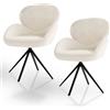 Juskys Set 2 Sedie girevoli Albano - Bouclé - Girevoli a 360° & imbottite, rivestimento facile da pulire, gambe in metallo regolabili, design moderno, per sala da pranzo e cucina - Crema