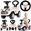 sun baby Macchinina Cavalcabile per Bambini Go Go Fassion, Macchina a spinta da 12 mesi, effetti sonori, sedile e ruote in plastica, protezione antiribaltamento (Bianco)