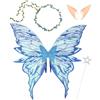 Generic Fairy Wings - Set di bacchetta con orecchie per Halloween, da donna | Set di costumi con ali di farfalla per feste di compleanno, festival, sfilate, spettacoli in maschera, servizio fotografico