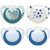 NUK Star Day & Night ciuccio | 6-18 mesi | Calma il 99% dei bambini | Succhietti in silicone senza BPA | Glow-In-The-Dark per trovarli la notte | Coccodrillo | 4 pezzi