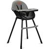 MoMi Seggiolone Pappa Evolutivo 3 in 1 - Sedia Evolutiva per Bambini da 6 a 36 Mesi - Cinture di sicurezza, Rivestimento in ecopelle, Poggiapiedi, Portabicchiere, Gioco con Ventosa - Nero