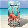 NIBESSER Telo Mare Personalizzato con Nome Asciugamano Mare Adulto Bambini Microfibra Leggero Telo Mare Antisabbia ad Asciugatura Rapida Asciugamano da Spiaggia Morbido, Polpo, 60x120 cm