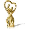 ARJDXDP Statuina romantica di coppia, statua d'oro in ceramica, decorazione creativa per la casa, libreria e mobile TV, adatta come regalo