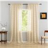 YJ YANJUN - Coppia di tende in pizzo e rete, caduta di 229 cm, marrone chiaro, stile fattoria antica, per porte francesi, tende trasparenti per soggiorno, motivo floreale chic, bordi smerlati, tende