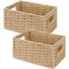 Otauoaea Set di 2 Cestino Portaoggetti, Cestino Intrecciato in Corda di Carta, Cestini con Struttura in Metallo, Ceste Organizer per Bagno, Cucina, Soggiorno - 22 x 17x 11.5 cm