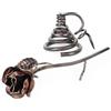 Aoneky Rosa in Ferro con Piedistallo - Rosa Eterna Forgiato a Mano - Scultura Rose Retro Regalo per Donna, San Valentino, Festa della Mamma Natale Anniversario Matrimonio di Bronzo (Bronzo)