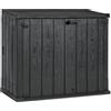 Toomax Storer Plus Baule da 842L portattrezzi da giardino 129,5x74,5x111h cm, effetto legno antracite scuro, porta bidoni spazzatura, con coperchio assistito, ideale per interni ed esterni