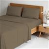 Italian Bed Linen Completo letto WATER WASHED Matrimoniale in Microfibra, Set Lenzuola Letto Matrimoniale 4 pezzi Lenzuolo Sotto con Angoli 170x200, Lenzuolo Sopra 240x270, Coppia federe - NOCCIOLA