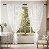 Heveer Tende in Pizzo Bianco 2 Pannelli con Motivo Floreale Tenda a Pannello con 2 Fermatende per Tende per Soggiorno e Camera da Letto 75 x 150 cm