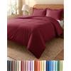 CGK Unlimited Copripiumino Una Piazza e Mezza 155x220 cm Bordeaux 3 Pezzi - Copripiumino 155x220 cm e 2 Federe 80x80 cm - Microfibra Spazzolata - Senza Grinze e Traspirante - Ipoallergenica OEKO-TEX Standard 100