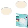 Philips LED Lampada da Soffitto Superslim, 18W, Luce Bianca Calda 2700K, 3 impostazioni di luce - dimmerabile senza dimmer, IP44, Bianca, confezione da 2