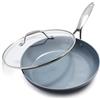 GreenPan Valencia Pro Padella da 26 cm in ceramica dura anodizzata con coperchio, senza PFAS, induzione, lavabile in lavastoviglie, forno, grigio
