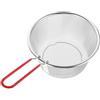 PACKOVE Acciaio Inox Cestello per Frittura Manico Pieghevole Rotondo | Rete Fine e Fori Distribuiti, Base Rinforzata e Piedi D'appoggio, per Pentola e Cucina