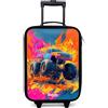 NoBoringSuitcases.com® Valigia Per Bambini Compatto 48x31x19 cm Bagaglio Ultraleggero Trolley A Mano Rigidi LED Ruote Valigie Bimbi - Ragazzo - Camion dei mostri - Colorato