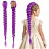 XETHI Extension Coda di Cavallo Viola da 66 cm con Filo d'Argento | Extension per Capelli a Clip per Bambini e Adulti | Capelli Sintetici per Feste a Tema, Street Dance e Boxe