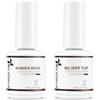 Nicedeco Professionale Clear Base Rubber Gel e No Wipe Top Coat Set Smalto Semipermanente Unghie Rinforzante Unghie Gel UV/LED Soak Off - Autolivellante & Naturale, 15ML