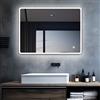 MIQU Specchio da Bagno a LED con Luce 1200 x 700 mm Grande da Parete Montato Appeso Illuminato Specchio Rettangolare con Luce Fredda, Anti-Appannamento e Interruttore Touch per Soggiorno, Bagno