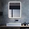 MIQU Specchio da bagno a LED con illuminazione 70 x 50 cm, specchio da bagno grande con touch, dimmerabile, caldo/bianco, senza appannamento, per WC, corridoio, rettangolo