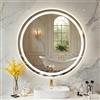 PINNIP Specchio Bagno con Luce, LED Specchio Rotondo da Parete, Smart Mirror, Antifog, Dimmerabile 3 Colori, Vetro Temperato HD, Tocco Intelligente (Rotondo, 70 cm)